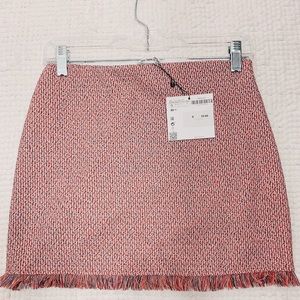 NWT ZARA Trafaluc MULTI Fringe and Tweed Skirt